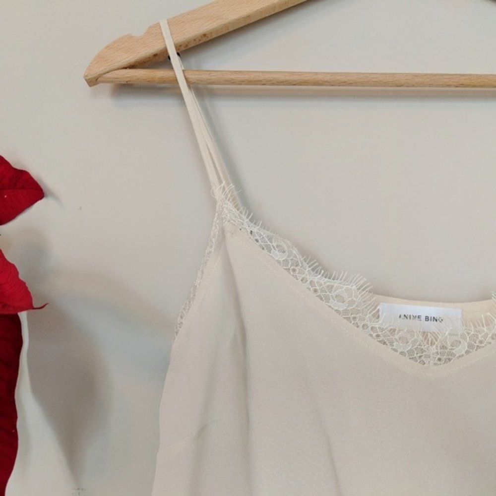 NWOT ANINE BING Silk lace detail nude cami tank, S - Picture 5 of 8